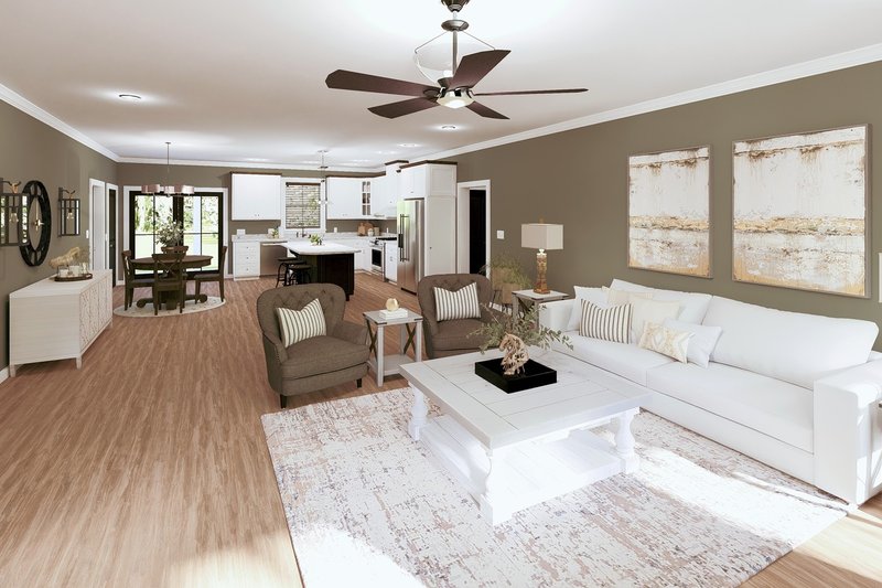 Architectural House Design - Interior - Family Room for Farmhouse House Plan #44-286 - 3 bed, 2 bath