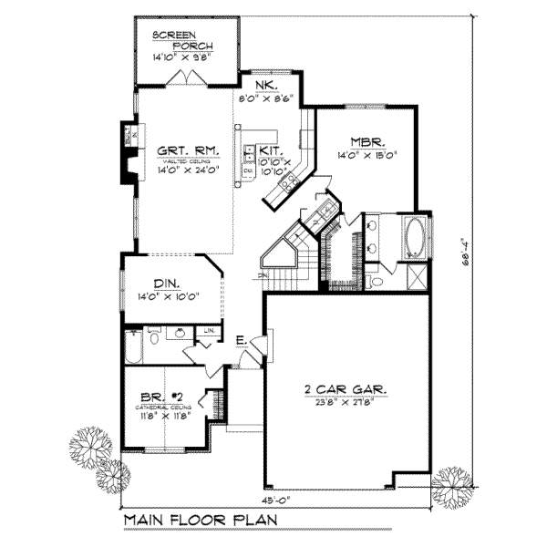 House Plan Design - Traditional Floor Plan - Main Floor Plan #70-167