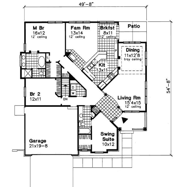 Home Plan - Traditional Floor Plan - Main Floor Plan #50-172