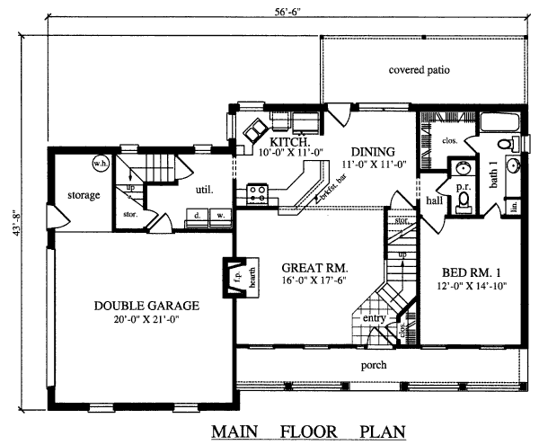 House Blueprint - Country Floor Plan - Main Floor Plan #42-343