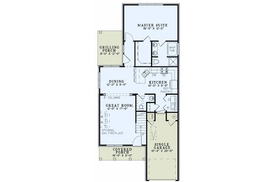Floor Plan - Main Floor for Traditional House Plan #17-2436 - 4 bed, 3.5 bath