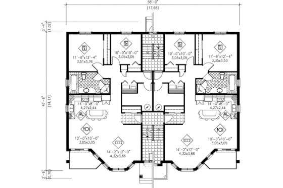 Floor Plan - Main Floor for European House Plan #25-4189 - 2 bed, 1 bath