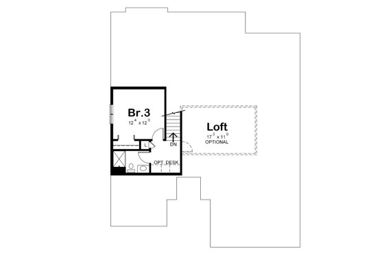 Floor Plan - Upper Floor for Craftsman House Plan #20-2316 - 3 bed, 3 bath