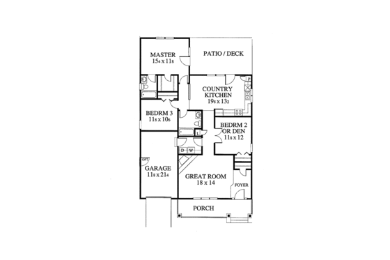 Floor Plan - Main Floor for Country House Plan #1053-12 - 2 bed, 2 bath