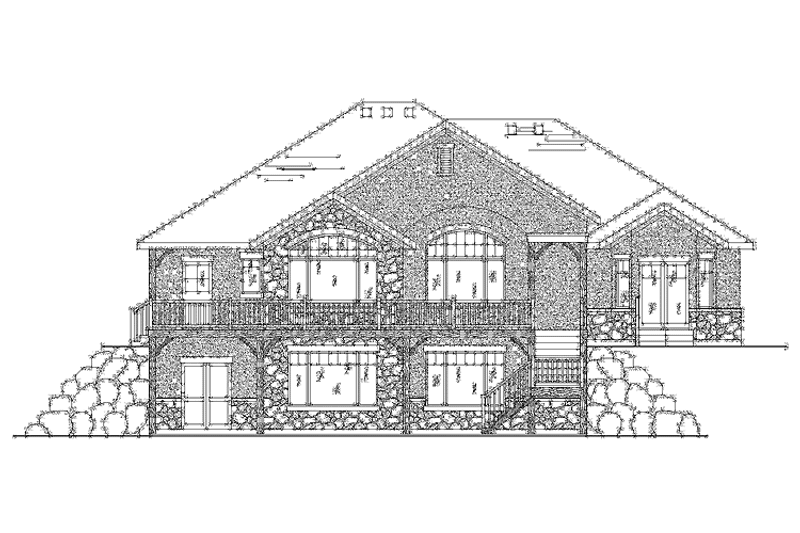 House Blueprint - Exterior - Rear Elevation for Ranch House Plan #945-102 - 2 bed, 3 bath