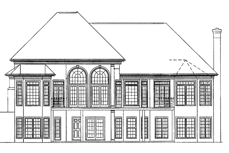 Home Plan - Exterior - Rear Elevation for Mediterranean House Plan #453-344 - 3 bed, 2.5 bath