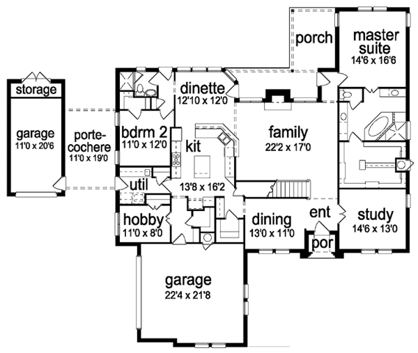 Home Plan - Tudor Floor Plan - Main Floor Plan #84-736