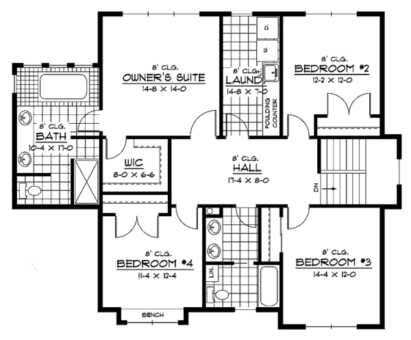 Architectural House Design - European Floor Plan - Upper Floor Plan #51-633