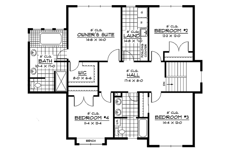 Dream House Plan - Floor Plan - Upper Floor for European House Plan #51-633 - 4 bed, 2.5 bath