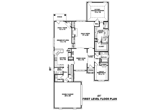 Floor Plan - Main Floor for Colonial House Plan #81-1529 - 4 bed, 3.5 bath