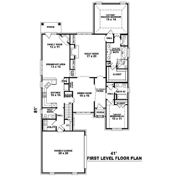 Floor Plan - Main Floor for Colonial House Plan #81-1529 - 4 bed, 3.5 bath