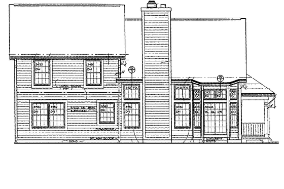 Exterior - Rear Elevation for Country House Plan #72-1005 - 3 bed, 2.5 bath