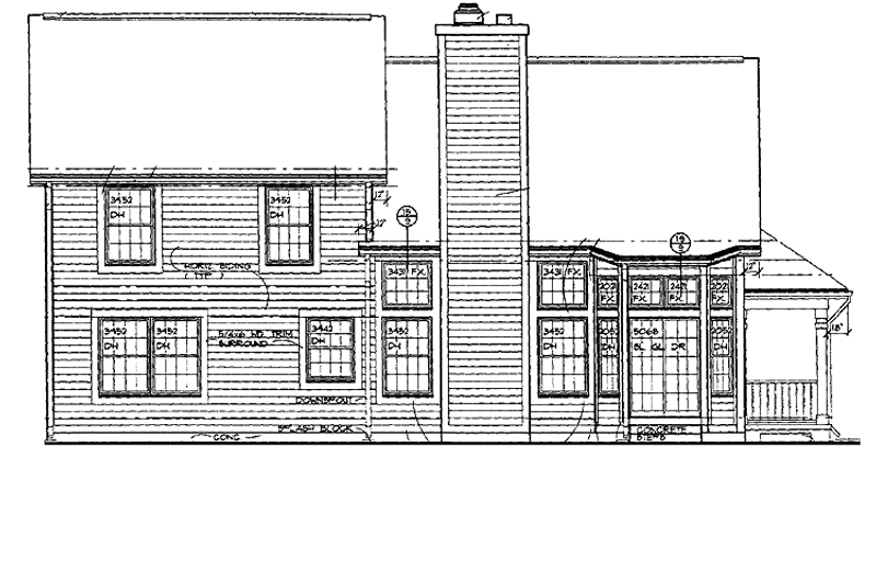 Home Plan - Exterior - Rear Elevation for Country House Plan #72-1005 - 3 bed, 2.5 bath
