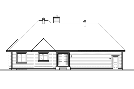 Exterior - Rear Elevation for Country House Plan #23-2533 - 2 bed, 1 bath