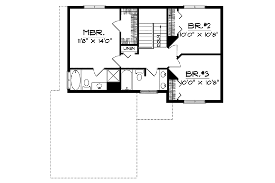 Floor Plan - Upper Floor for Traditional House Plan #70-1358 - 3 bed, 2.5 bath
