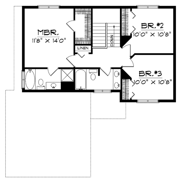 Traditional Floor Plan - Upper Floor Plan #70-1358