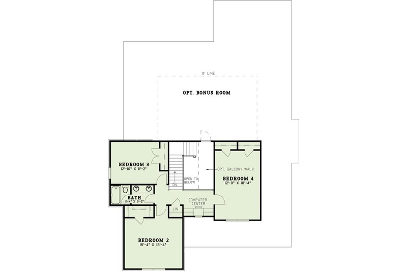 Home Plan - Floor Plan - Upper Floor for Southern House Plan #17-2191 - 4 bed, 2.5 bath
