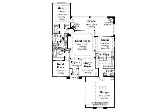 Floor Plan - Main Floor for Mediterranean House Plan #930-381 - 2 bed, 2 bath