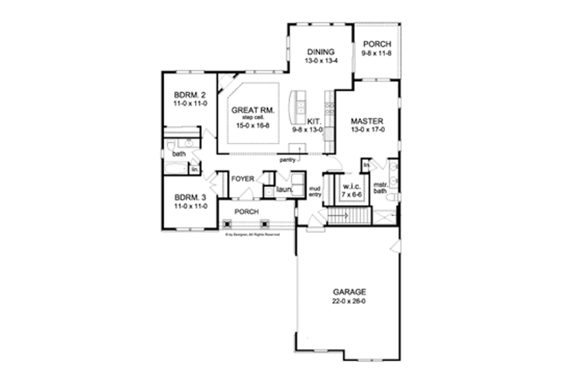 Home Plan - Floor Plan - Main Floor for Ranch House Plan #1010-41 - 3 bed, 2 bath
