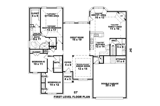 Floor Plan - Main Floor for European House Plan #81-1546 - 3 bed, 2 bath