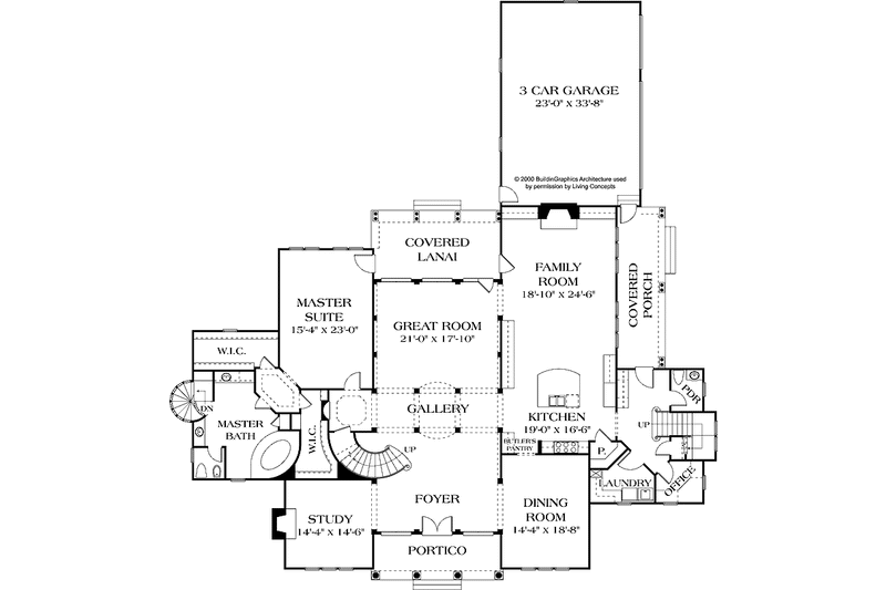 Dream House Plan - Floor Plan - Main Floor for Mediterranean House Plan #453-598 - 5 bed, 5.5 bath
