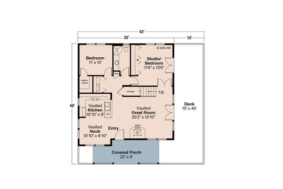 Floor Plan - Main Floor for Cottage House Plan #124-452 - 3 bed, 2 bath