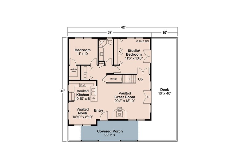 Home Plan - Floor Plan - Main Floor for Cottage House Plan #124-452 - 3 bed, 2 bath