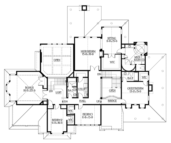 House Blueprint - Craftsman Floor Plan - Upper Floor Plan #132-509