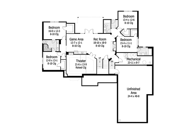 Home Plan - Floor Plan - Lower Floor for European House Plan #51-1072 - 5 bed, 4.5 bath