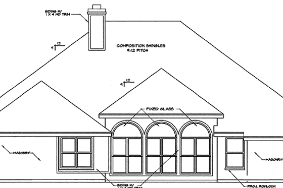 Exterior - Rear Elevation for Ranch House Plan #472-193 - 4 bed, 3 bath
