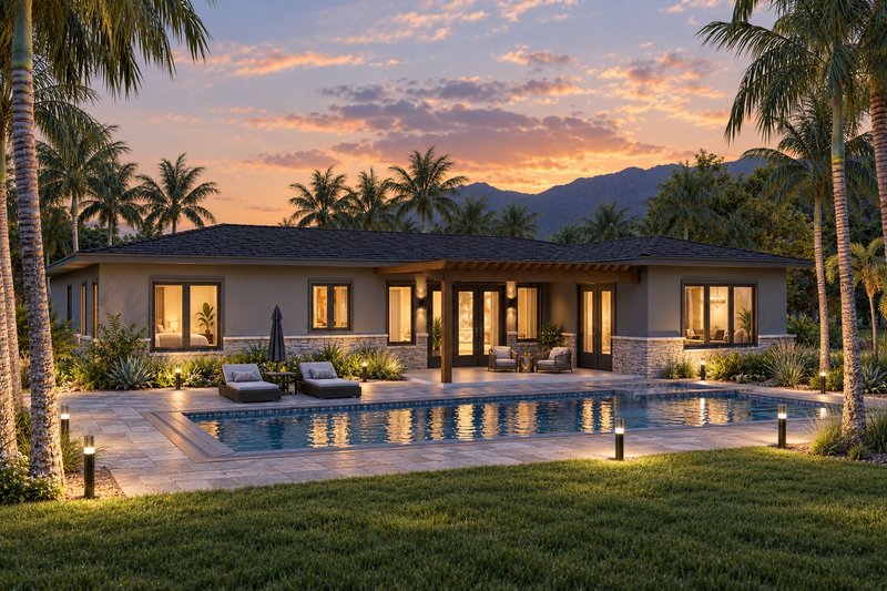 House Blueprint - Exterior - Rear Elevation 2 for Contemporary House Plan #932-1462 - 3 bed, 3 bath