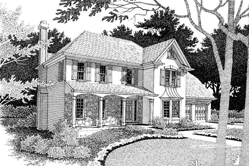 Architectural House Design - Exterior - Front Elevation 3 for Colonial House Plan #56-671 - 4 bed, 2.5 bath