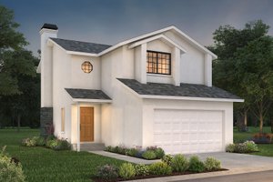 Exterior - Front Elevation 3 for Adobe / Southwestern House Plan #1-1069 - 3 bed, 2.5 bath