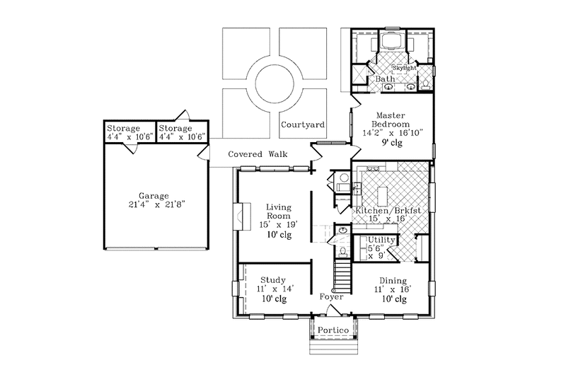 Home Plan - Floor Plan - Main Floor for Colonial House Plan #985-2 - 3 bed, 2.5 bath
