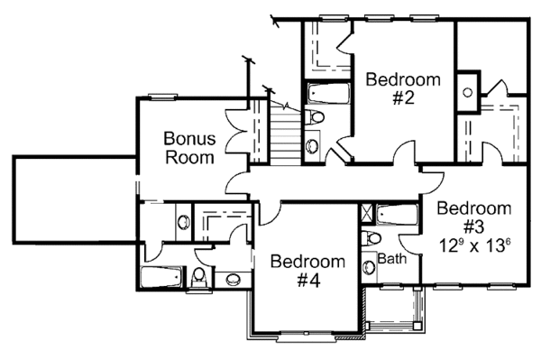 House Design - Colonial Floor Plan - Upper Floor Plan #429-391