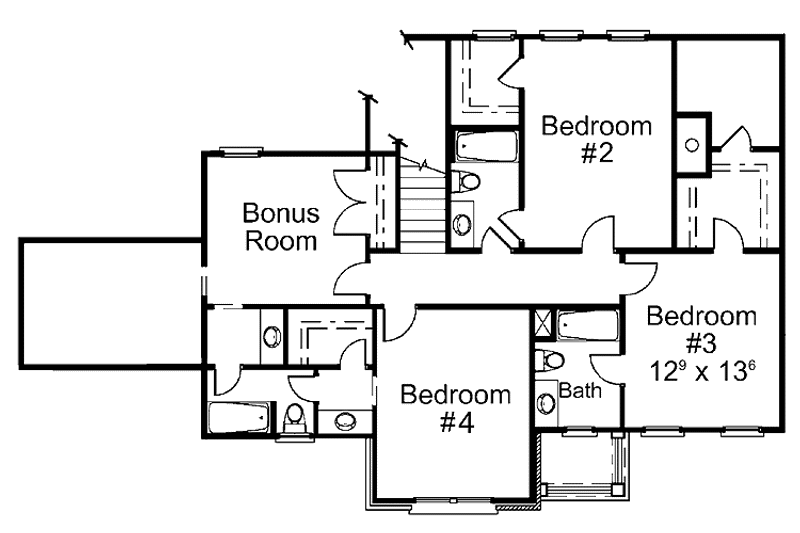 Dream House Plan - Floor Plan - Upper Floor for Colonial House Plan #429-391 - 4 bed, 4.5 bath