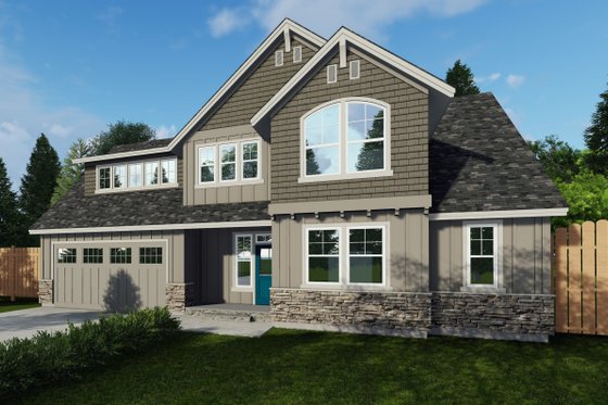 Exterior - Front Elevation for Craftsman House Plan #53-530 - 4 bed, 2.5 bath