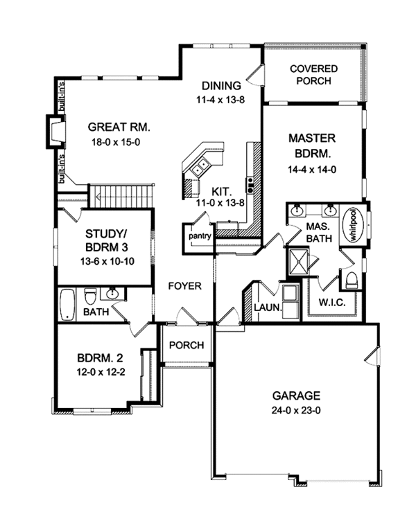 Architectural House Design - Ranch Floor Plan - Main Floor Plan #1010-27