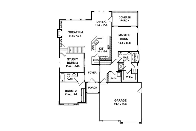 Home Plan - Floor Plan - Main Floor for Ranch House Plan #1010-27 - 3 bed, 2 bath