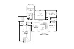 Floor Plan - Upper Floor for European House Plan #424-332 - 5 bed, 3.5 bath
