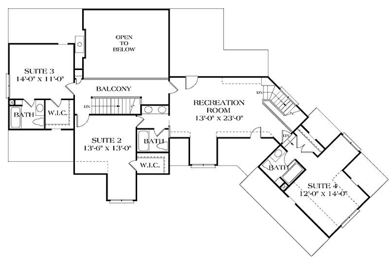 Dream House Plan - Floor Plan - Upper Floor for Craftsman House Plan #453-172 - 4 bed, 4.5 bath