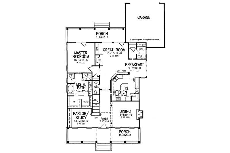 Dream House Plan - Floor Plan - Main Floor for Classical House Plan #952-225 - 3 bed, 2.5 bath