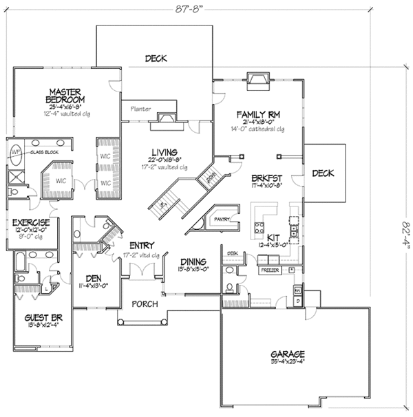 Architectural House Design - Contemporary Floor Plan - Main Floor Plan #320-1107