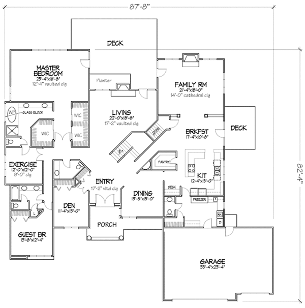 House Blueprint - Contemporary Floor Plan - Main Floor Plan #320-1107