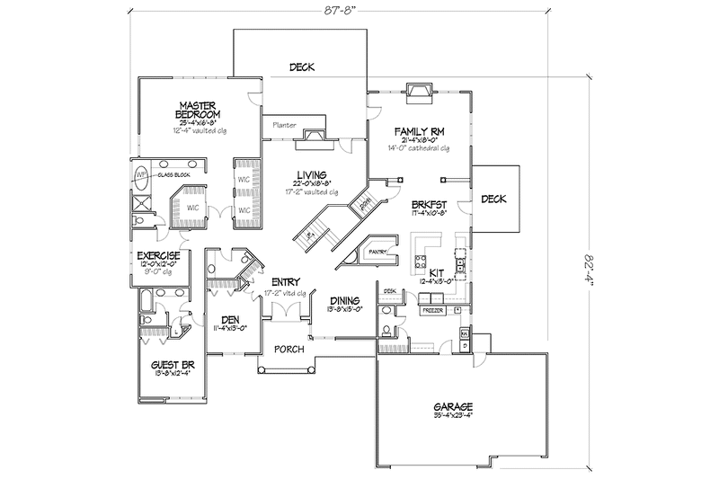 Home Plan - Floor Plan - Main Floor for Contemporary House Plan #320-1107 - 4 bed, 3 bath