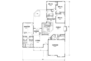 Floor Plan - Main Floor for Traditional House Plan #56-166 - 4 bed, 2.5 bath