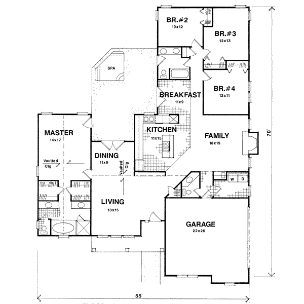 House Blueprint - Traditional Floor Plan - Main Floor Plan #56-166