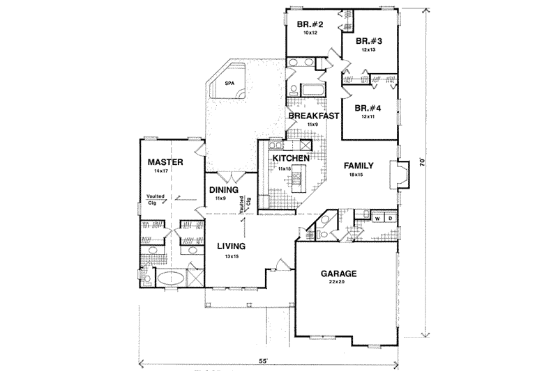 Home Plan - Floor Plan - Main Floor for Traditional House Plan #56-166 - 4 bed, 2.5 bath