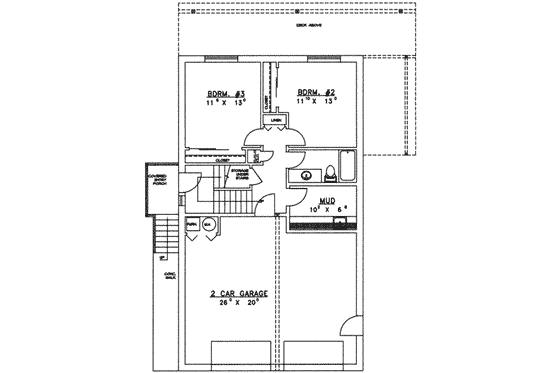 Floor Plan - Lower Floor for Traditional House Plan #117-170 - 3 bed, 2.5 bath