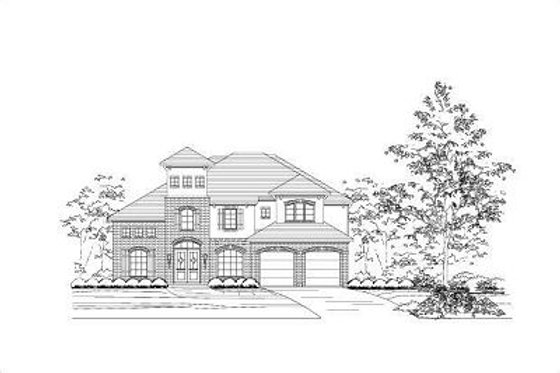 Exterior - Front Elevation for European House Plan #411-554 - 4 bed, 4.5 bath